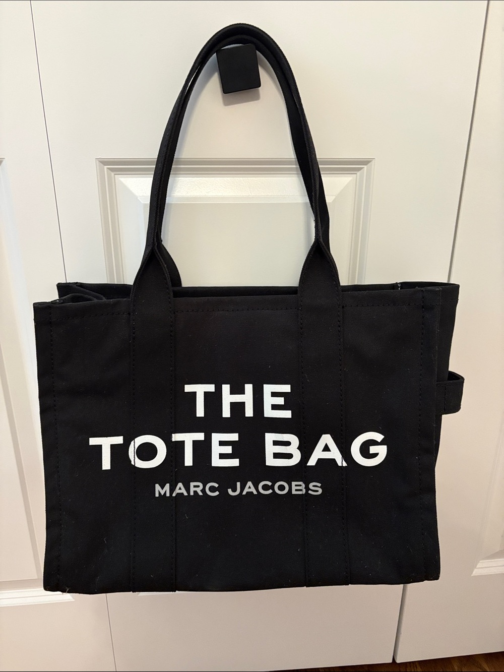 Marc Jacobs Black Canvas 'The Tote Bag' with White Logo